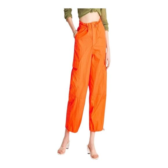 Future Collective Medium Orange High Rise Ankle Joggers Alani Noelle Athleisure - Picture 1 of 15